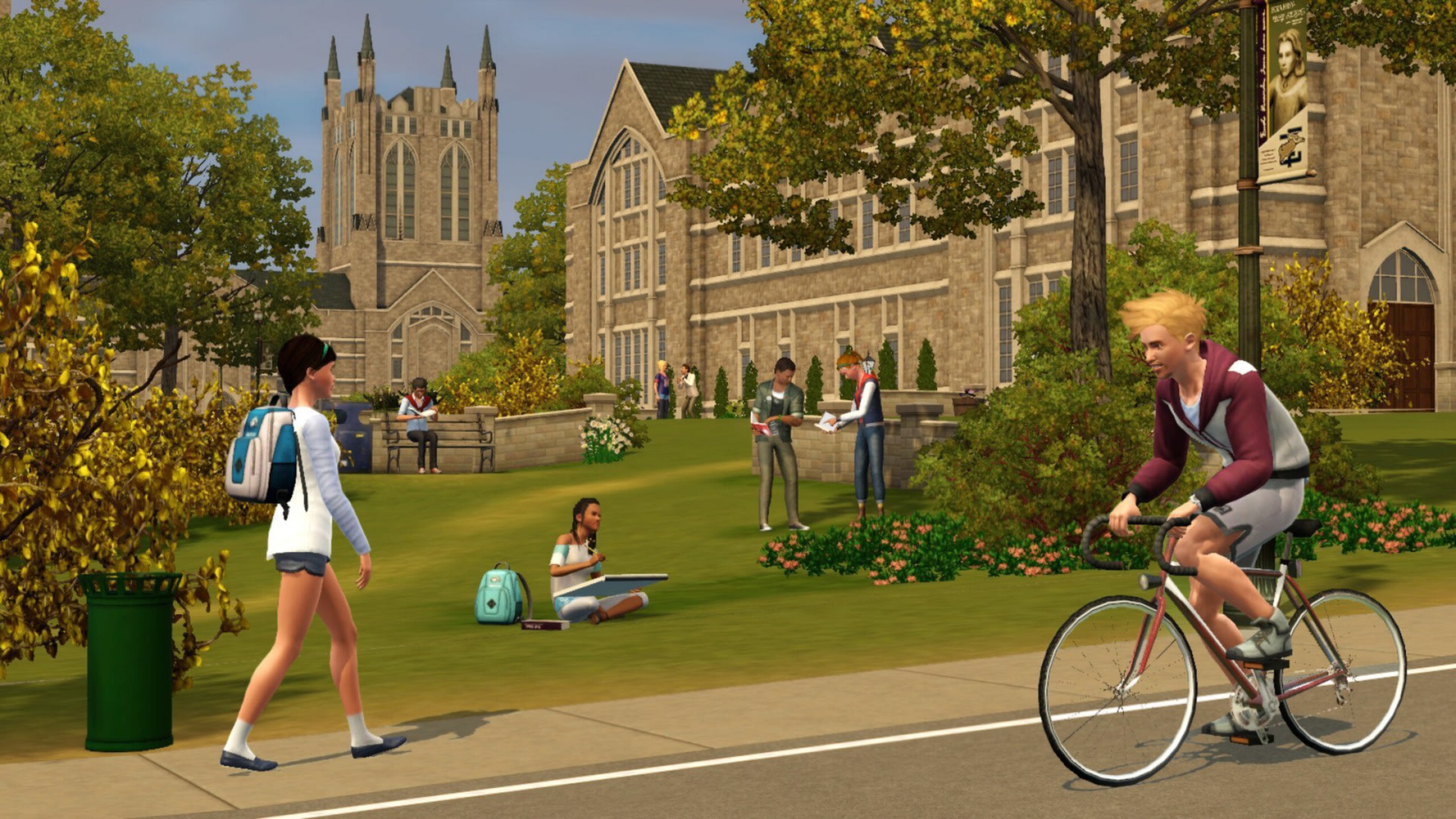 The Sims 3 University Life official screenshot of the university campus