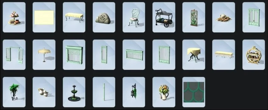 Furniture and decorative items preview from Tea Time Solarium kit