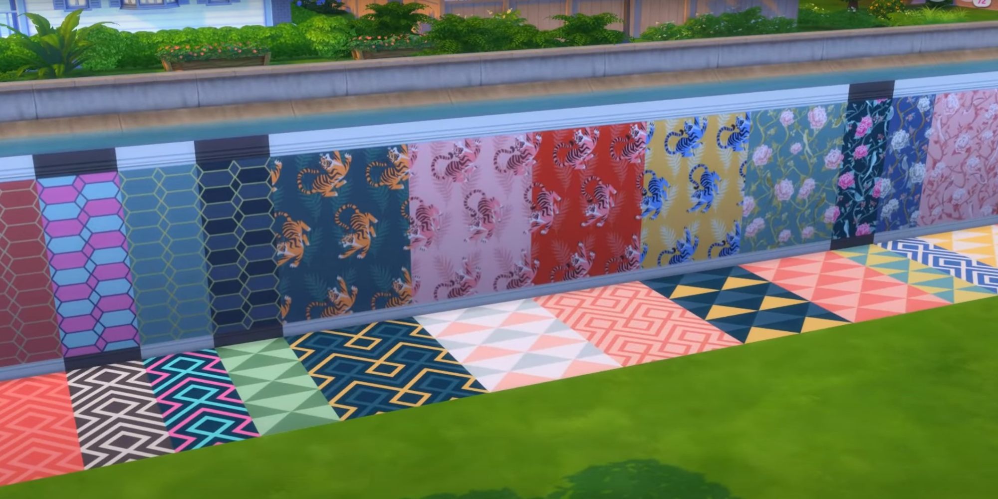 An image from the Sims 4 Decor To The Max Kit of the Paint and Floor swatches.