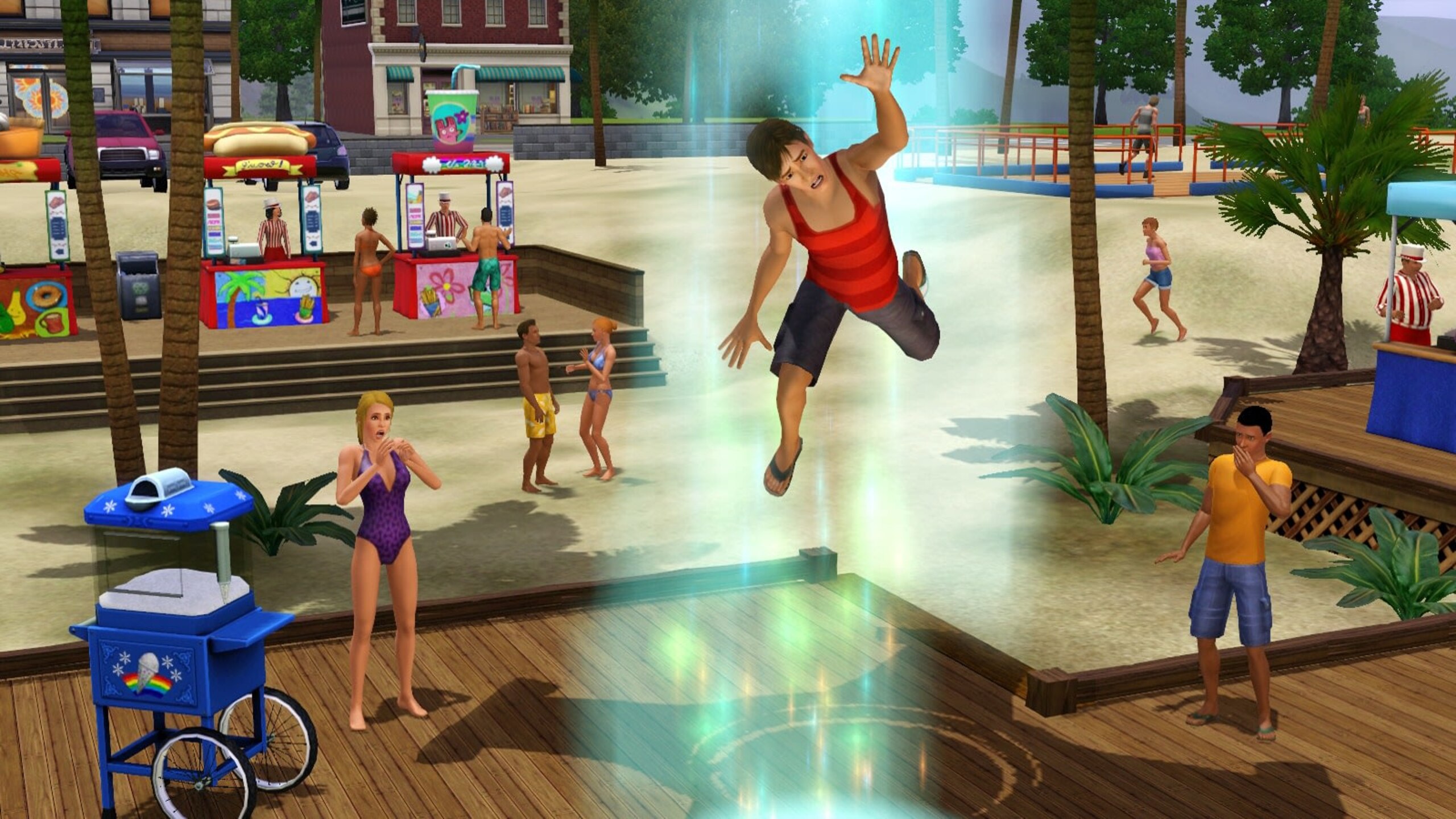 The Sims 3 Seasons official screenshot of the summer festival and concession stands