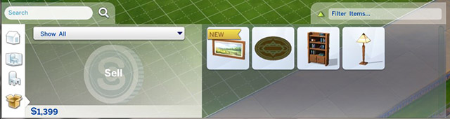 The Sims 4 household inventory containing career reward objects.