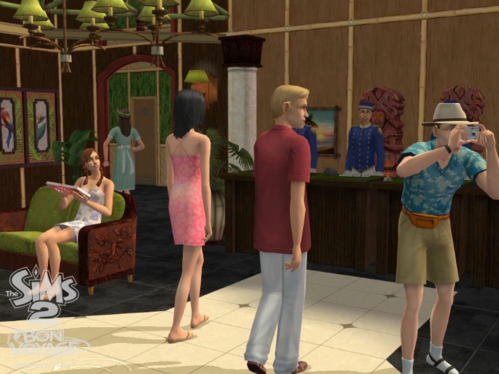 The Sims 2 Bon Voyage hotel lobby screenshot