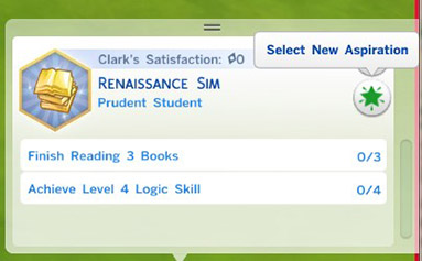 The Sims 4 aspiration panel used alongside career progress.