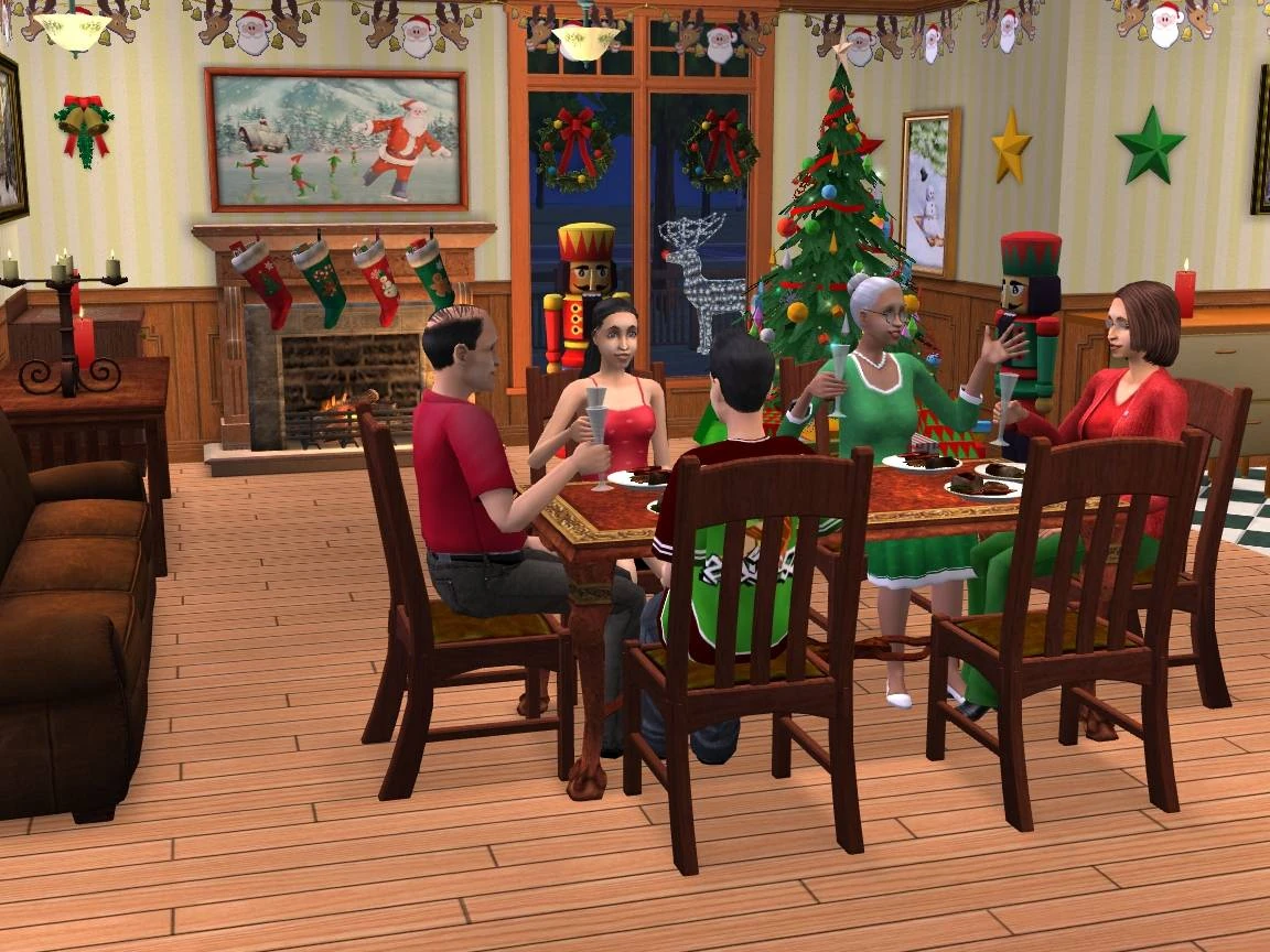 The Sims 2 Holiday Party Pack dinner screenshot